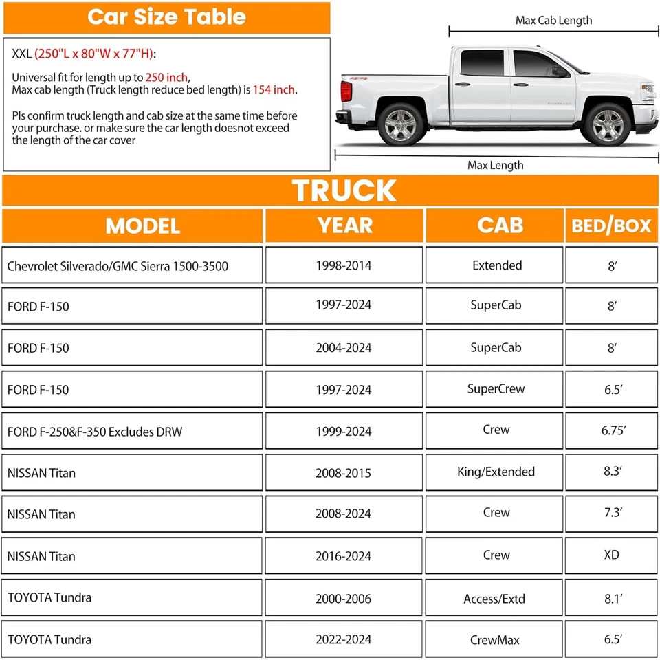 For Toyota Pickup Truck Car Cover Outdoor Waterproof UV Dust Protector 250in XXL Foto 4 de 4