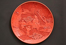 Chinesischer Rotlackteller, Shou Xing, taoistischer Gott des Langen Lebens