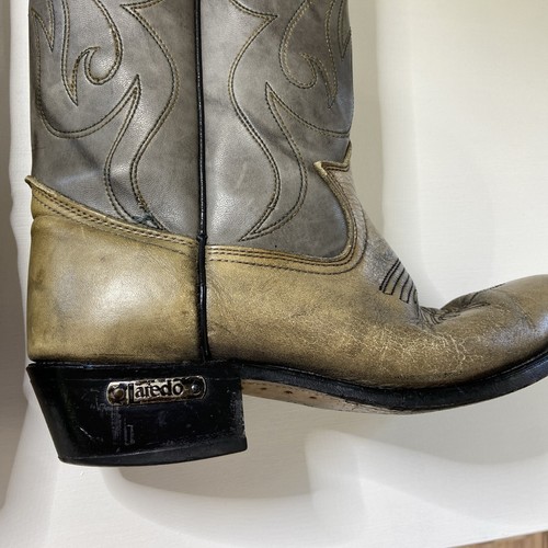 VTG Laredo Gray Tan Two Tone Leather Cowgirl Cowboy Boots Size 7 D Womens - Picture 9 of 15