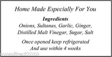 PERSONALISED INGREDIENTS LABELS Jam, Preserves, Pickles, Chutney