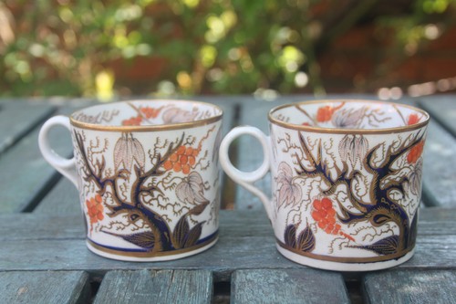 2 Antique Cup Saucer John Rose Coalport Candlelight Vine Imari Georgian Gilded - Picture 16 of 24