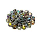 Oval Brooch Rhinestone Tipped Vintage Ab Cluster Crystal