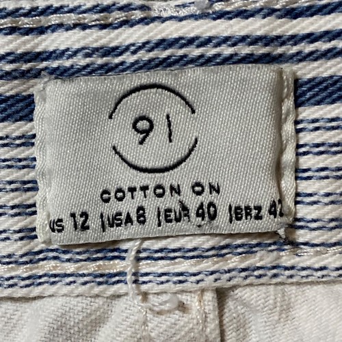 COTTON ON Shorts Womans 8 High Rise Flashback Denim Short Stripped Frayed Hem - Picture 10 of 20