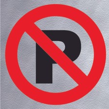 NO PARKING P SYMBOL, No Parking Warning Notice Sign Adhesive Cheap 6.5”x1.5”