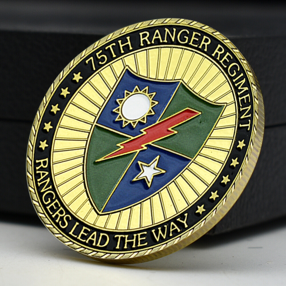 1775 US Army Gold Plated Challenge Coin 75th Ranger Regiment