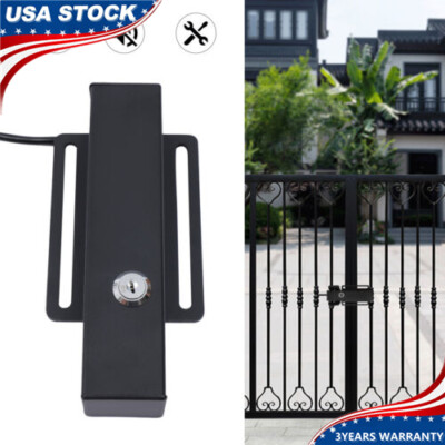 Electric Gate Lock with Keys Auto Opening Closing AC/DC12-24V Waterproof Gland
