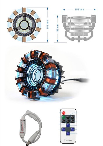 HOT Iron Man MK1 Arc Reactor 1:1 Modell LED Truhe Licht Requisite Acryl Display Box - Bild 6 von 12