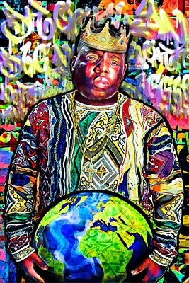 レア特大一点物notorious bigペイントアート Biggie Smalls Art Print, Notorious B.I.G. Canvas, 90s rap Painting