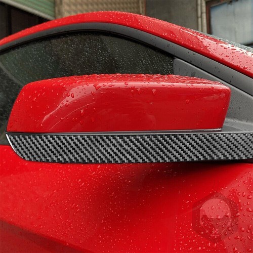 Black Carbon Fiber Side Rearview Mirror Base Strip Cover For Ford Mustang 09-14 - Foto 3 di 10