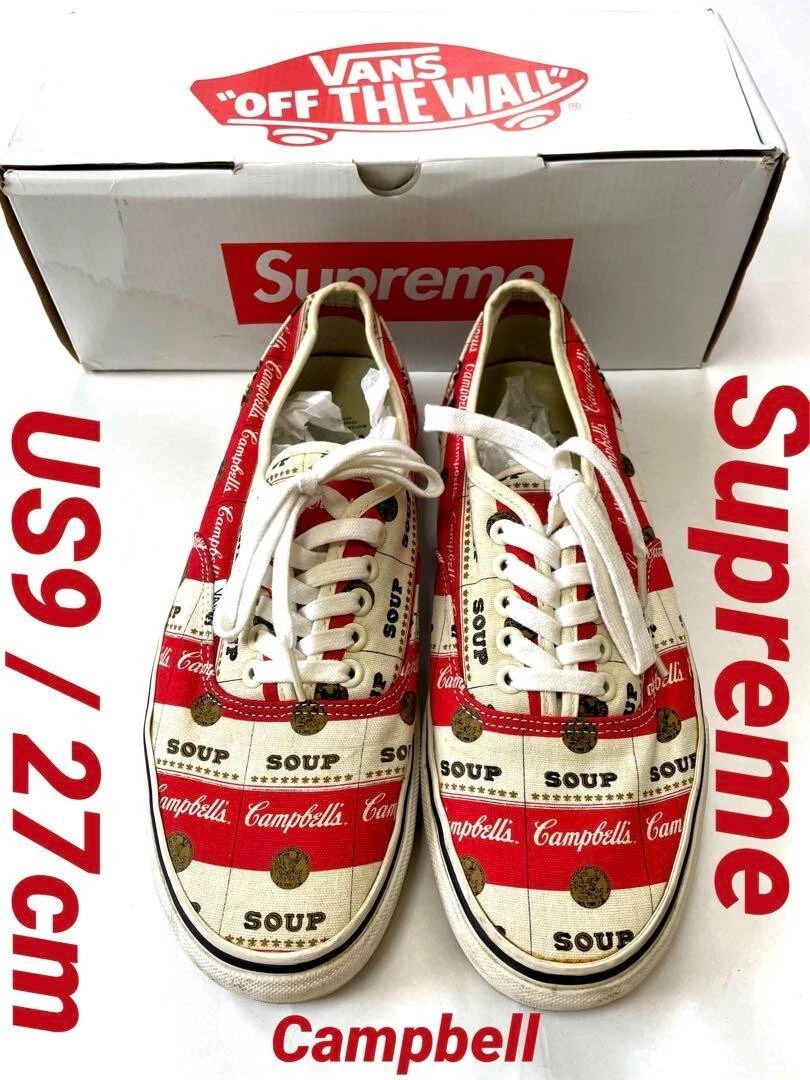 Magnifique !! Chaussures de soupe vintage Supreme x Vans x Campbell's 2012 taille 9 202406M
