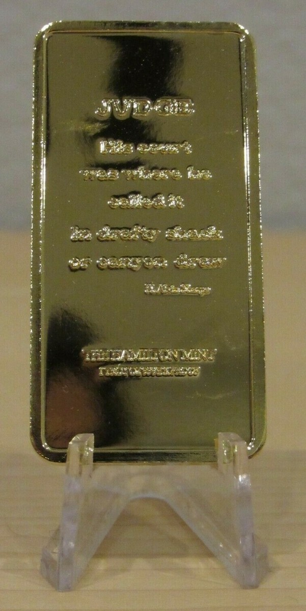 Vintage JUDGE 1 Troy Oz. .999 Fine Silver Bar - Hamilton Mint EGP