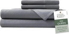 4 Piece Bed Sheet Set Queen Size, 100 Viscose Derived from Bamboo Sheets Set wi