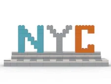 NYC Sign Custom LEGO-Compatible – Modern Display Build (White & Light Gray Base)