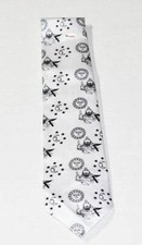 Masonic white Necktie with Symbols on it Black  White