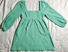 J.Crew Women's Green Cotton 3/4 Long Sleeve Mini Dress Size Small