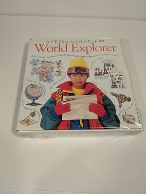 DK First Activity Pack WORLD EXPLORER 2 Books, Puzzle, Poster Educational 5+ EUC