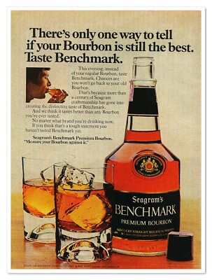 Print Ad Seagram's Benchmark Bourbon Vintage 1972 Advertisement