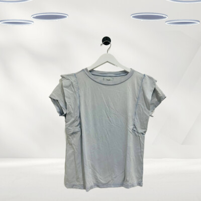 Ex Hush Women s Seam Detail Cotton T-shirt in Blue (Defect)