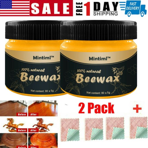 2Pcs Beeswax Furniture Polish Wood Seasoning Beewax Natural Traditional Wood Wax