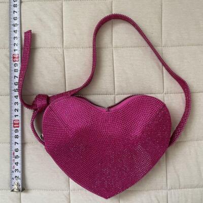 Zara Rhinestone Heart Shaped Bag Pink USED Mint Condition
