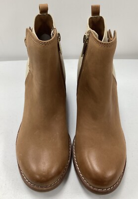 Womens SPERRY Ambrose Two Toned Tan Leather Ankle Booties Boots