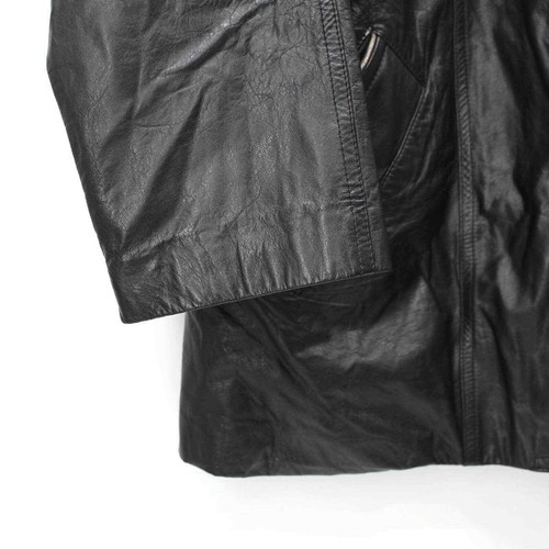 Pierre BALMAIN Golden Line Black Leather Button-Up Jacket L Vintage Paris Coat - Picture 3 of 7