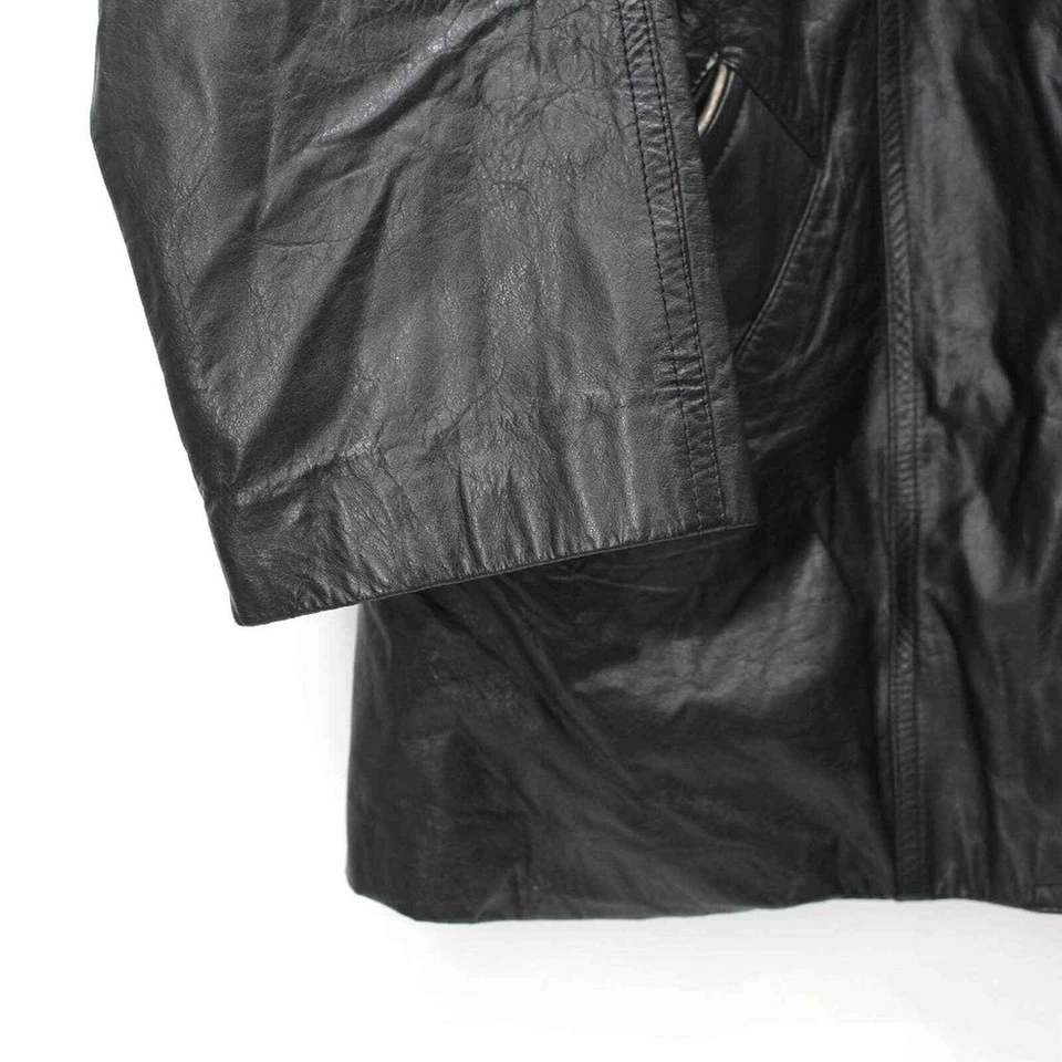 Chaqueta Pierre BALMAIN Línea Dorada Cuero Negro Abotonada L Abrigo París Vintage Foto 3 de 4