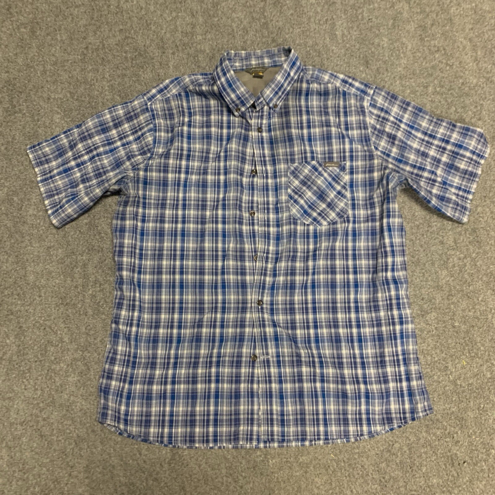 Eddie Bauer Mens Travex Plaid Short Sleeve Button-Up Shirt Polyester Nylon Size M