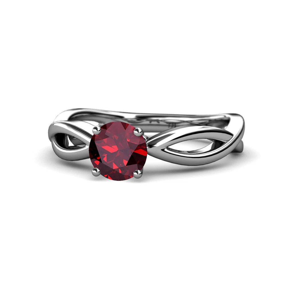 Ruby Infinity Solitaire Engagement Ring 0.95 Carat in 14K White