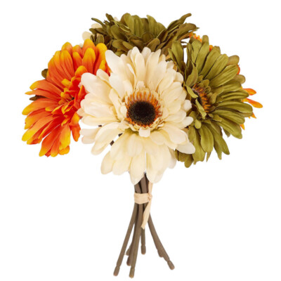 Set of 2 Artificial Silk Shades of Autumn Gerbera Daisy 9-1/4'' Bundles