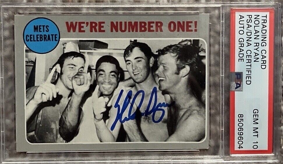 NOLAN RYAN AUTO (HOF) 1970 Topps #198 “We’re Number One” PSA/DNA 10 GEM MINT