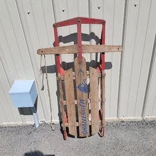Vintage Challenger Wooden Sled - 49" Long - Classic Winter Decor