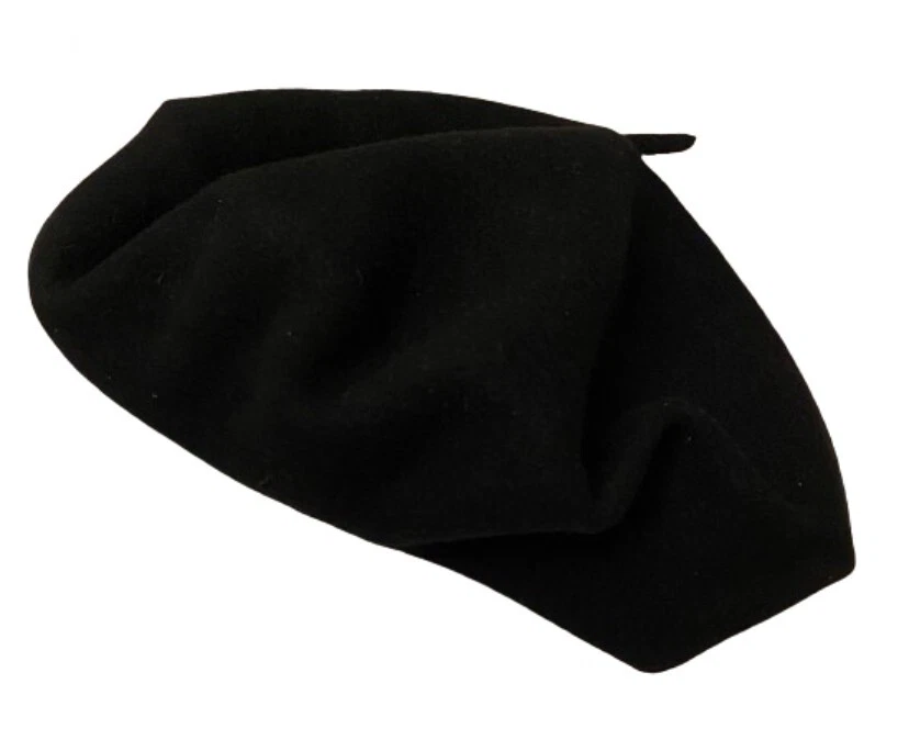 KANGOL MODELAINE BERET BLACK MADE IN UK CAP HAT 100% PURE NEW WOOL UNISEX 9.8" — 第 3/4 张图片