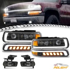 Dot Led Headlights Bumper Led Fog Lights For Chevrolet Silverado 1500 2500 99-02
