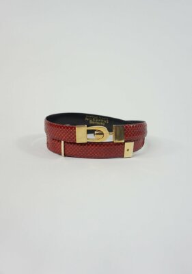 Burgundy gold Snake Skin adjustable leather waist skinny red  display picture 1