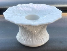 SINGLE LENOX BONE CHINA CANDLESTICK HOLDER, WOODLAND PATTERN 4” DIAMETER 2” HIGH