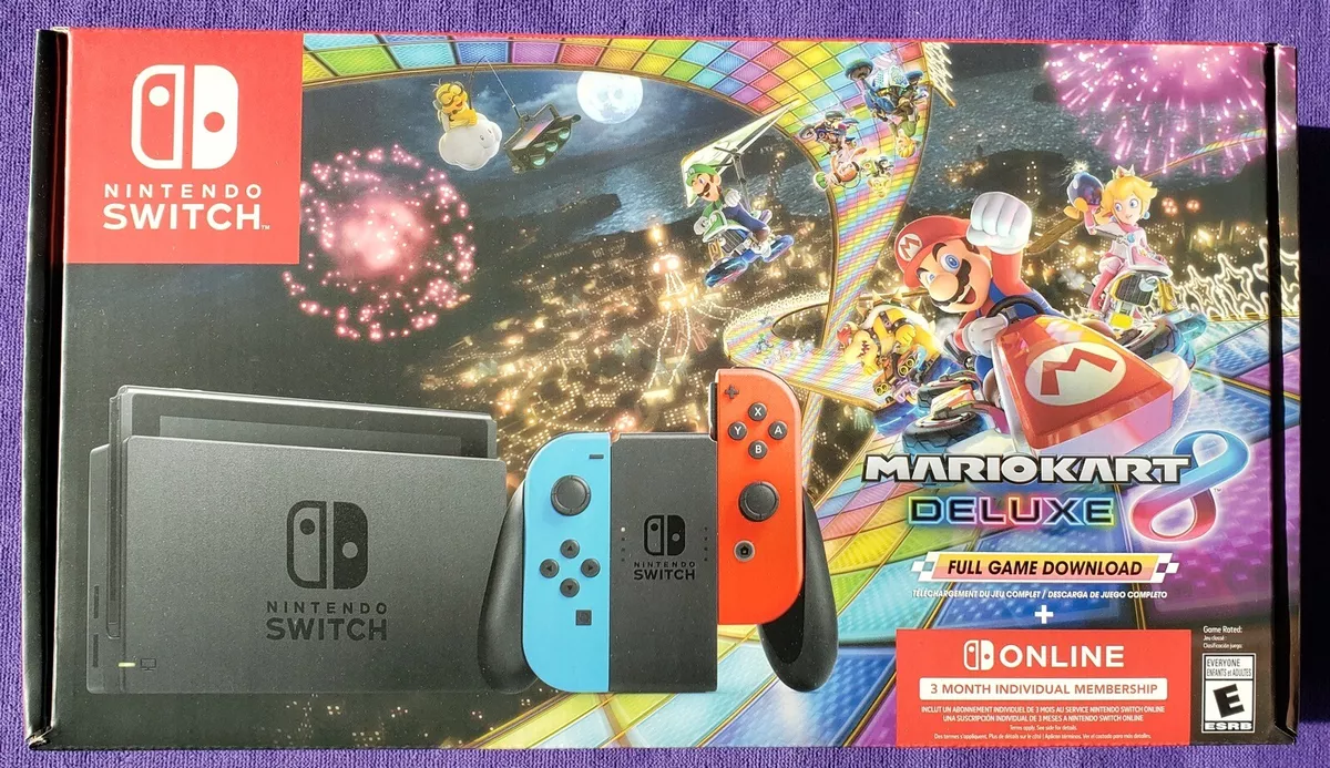  Nintendo Switch with Neon Blue and Neon Red Joy-Con + New Super  Mario Bros. U Deluxe (Full Game Download) - Switch Console : Video Games