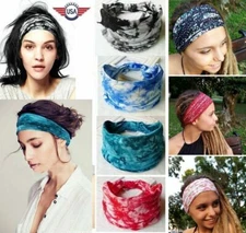 Boho Wide Women Stretch Headband Turban Sport Yoga Knotted Hair Band Head Wrap