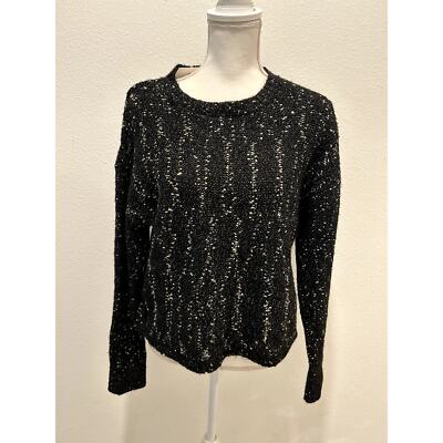 CALVIN KLEIN JEANS WOMENS CREWNECK LONG-SLEEVE BLACK GOLD MEDIUM B04