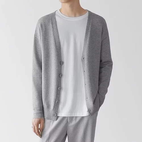 Cardigan uomo scollo V maglia maglione manica lunga bottoni caldo business pullover UK- - Foto 17 di 26