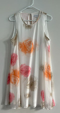 NEW Calvin Klein Lined  A-Line  Chiffon Dress Roses Size 14