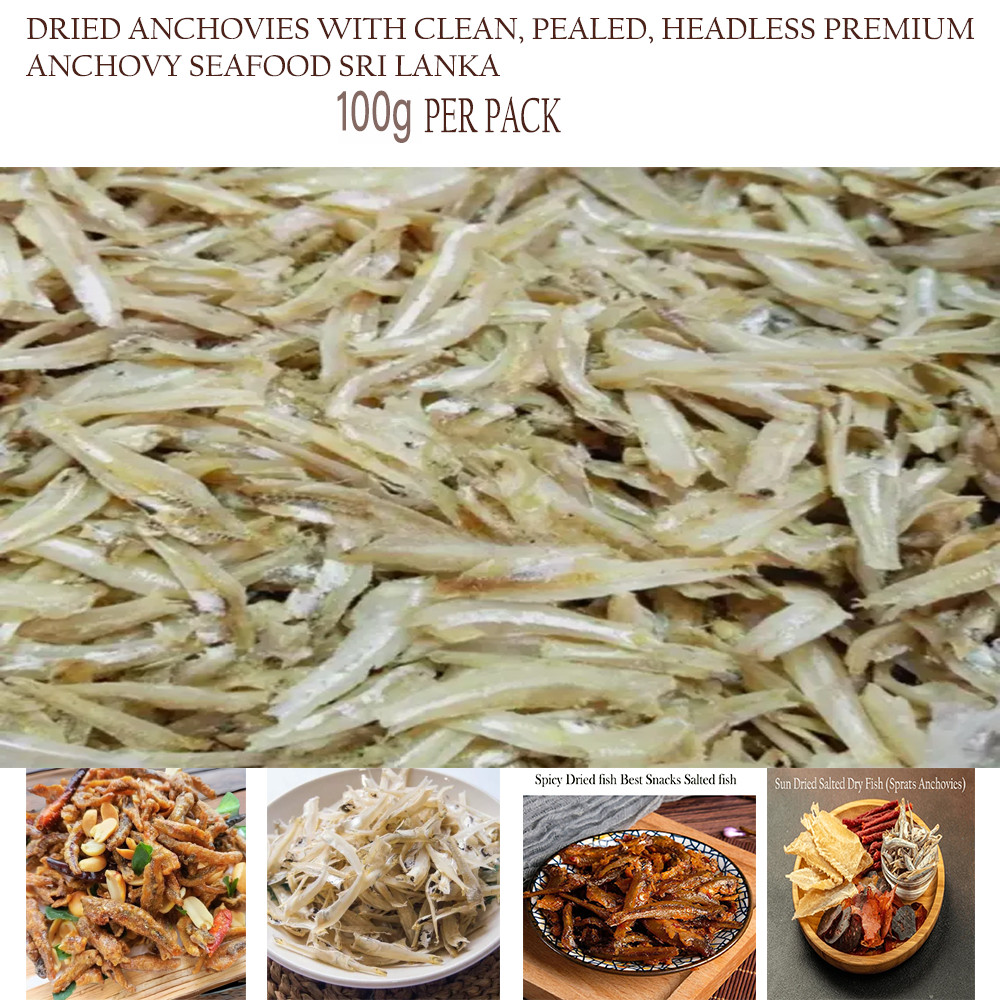 Anchoas secas sin cabeza premium mariscos - limpias y listas para cocinar 100 g