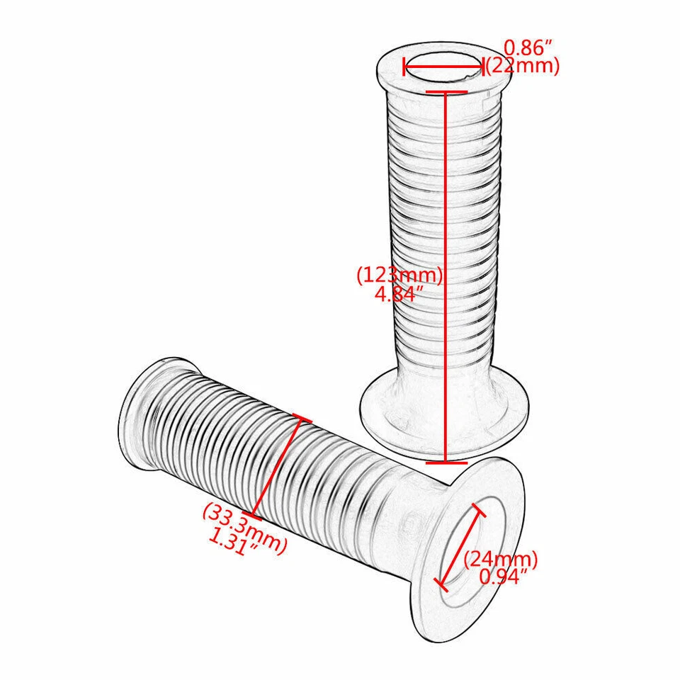 2X Motorcycle 7/8" 22mm Handlebars Hand Grips Gel For Cafe Racer Dirt Bike BMW - Image 2 of 4