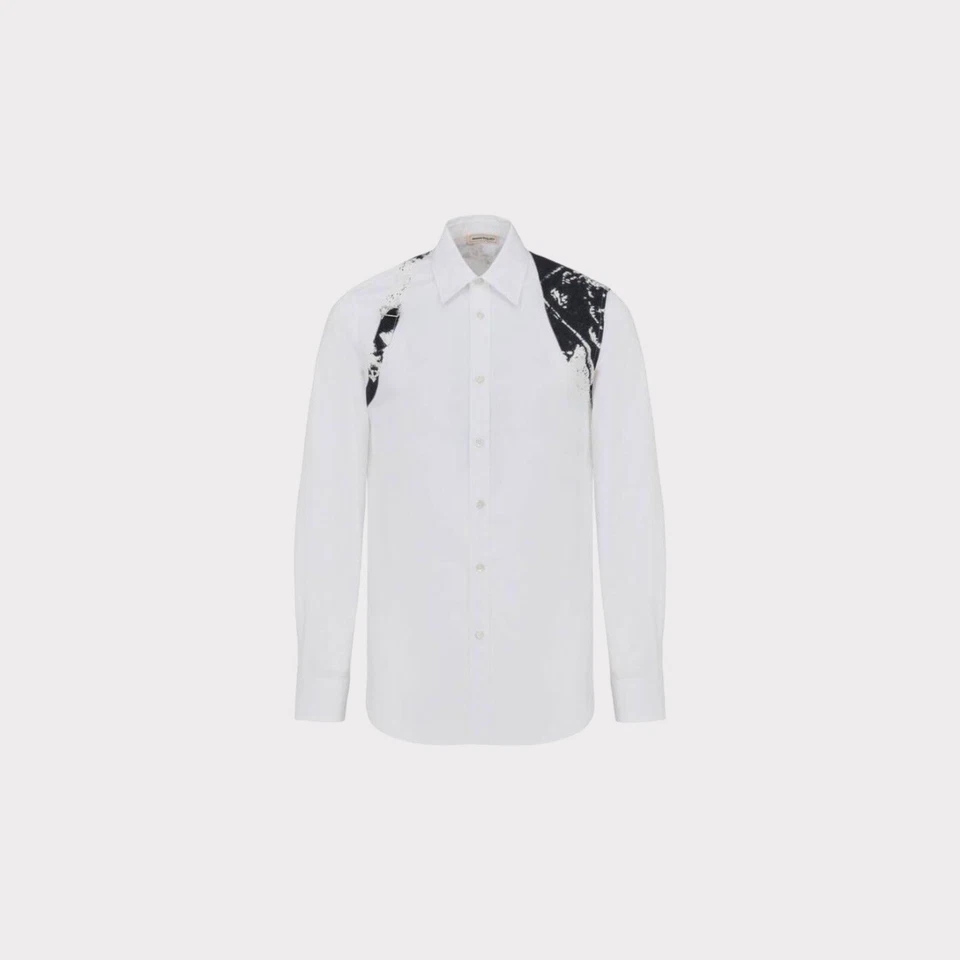 Camisa Alexander McQueen Estampado Arnés - Blanco/Negro, Talla 16, Hecha en Italia Foto 4 de 4