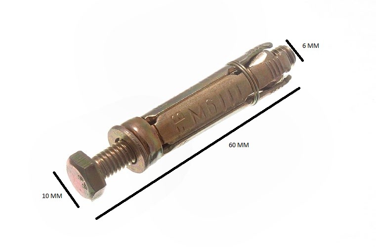 Loose Shield Anchor Bolt M6 Bolt M10 Shield By 55mm Length Yzp Pack Of 50