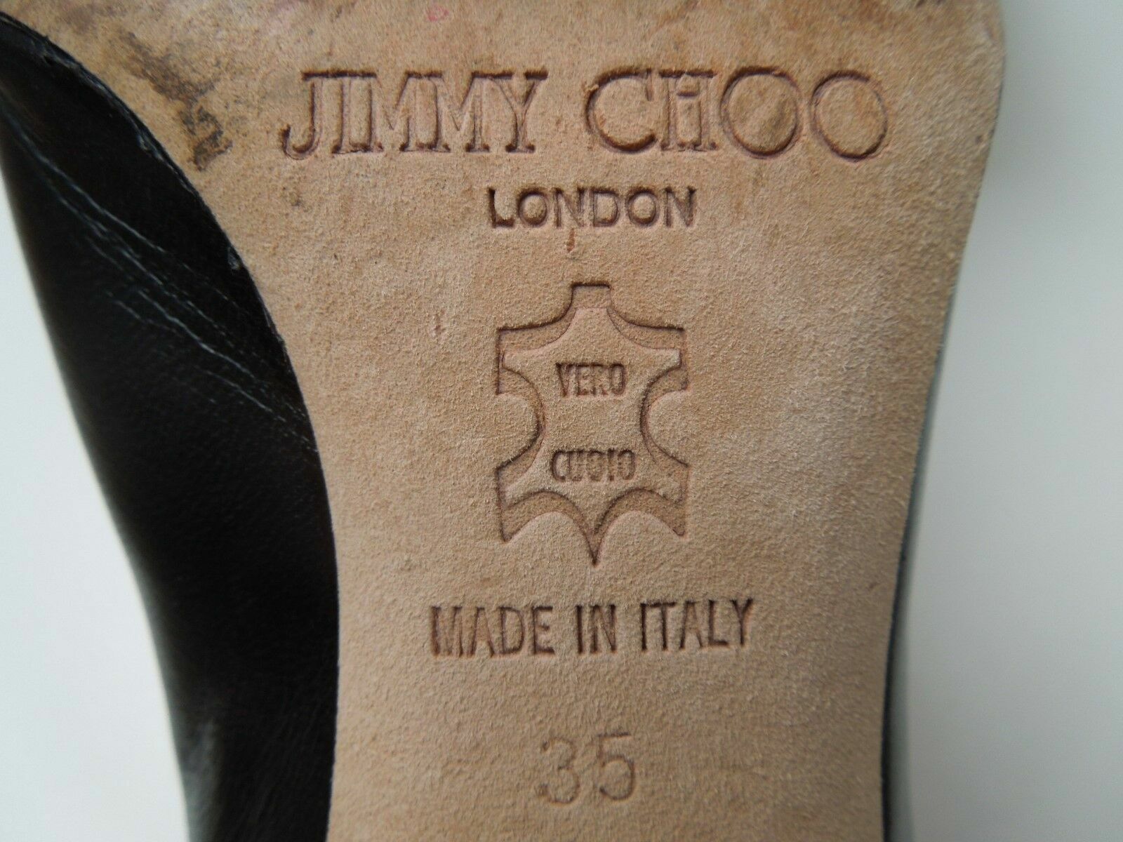 Jimmy Choo RRP £350 Kid Leather Black Open Toe Heel Size 35 VGC image 10