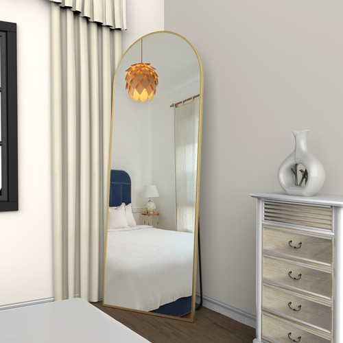 CASSILANDO Arched Full Length Mirror 162*53cm Floor Mirror Metal Frame - Picture 34 of 45