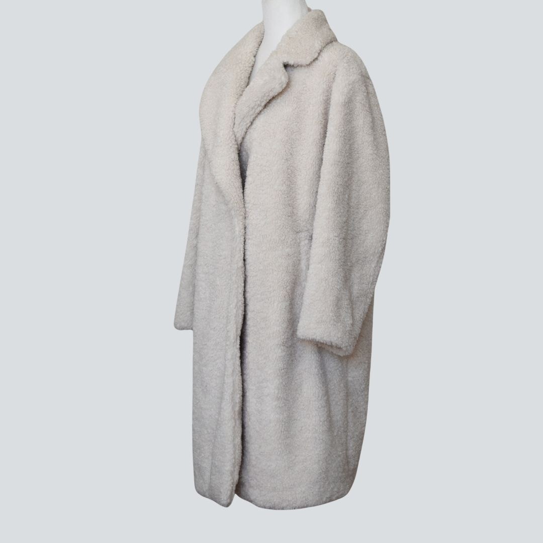 UNIQLO Women's Cream Teddy Coat Size S thumbnail 2