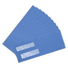 10 Pcs Double Window Envelopes (Light Blue, 4 1/8 Inch x 9 1/2 Inch )