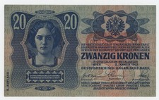 Austria 20 Kronen 2-1-1913 1919 Pick 53.a UNC Uncirculated Banknote